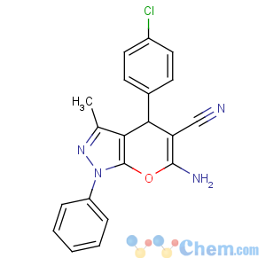 CAS No:76973-35-8 Pyrano[2,3-c]pyrazole-5-carbonitrile,6-amino-4-(4-chlorophenyl)-1,4-dihydro-3-methyl-1-phenyl-