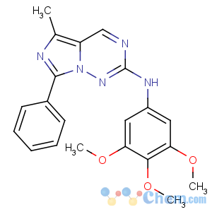CAS No:774460-91-2 5-methyl-7-phenyl-N-(3,4,5-trimethoxyphenyl)imidazo[5,1-f][1,2,<br />4]triazin-2-amine