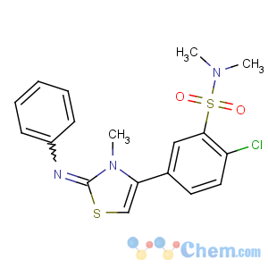 CAS No:77989-60-7 2-chloro-N,N-dimethyl-5-(3-methyl-2-phenylimino-1,<br />3-thiazol-4-yl)benzenesulfonamide