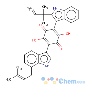 CAS No:78860-34-1 2,5-Cyclohexadiene-1,4-dione,2-[2-(1,1-dimethyl-2-propen-1-yl)-1H-indol-3-yl]-3,6-dihydroxy-5-[7-(3-methyl-2-buten-1-yl)-1H-indol-3-yl]-