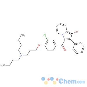 CAS No:79282-39-6 (1-bromo-2-phenylindolizin-3-yl)-[3-chloro-4-[3-(dibutylamino)propoxy]<br />phenyl]methanone