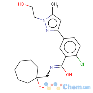 CAS No:792911-66-1 2-chloro-N-[(1-hydroxycycloheptyl)methyl]-5-[1-(2-hydroxyethyl)-5-methyl-1H-pyrazol-3-yl]benzamide