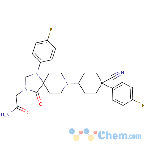 CAS No:79449-99-3 2-[8-[4-cyano-4-(4-fluorophenyl)cyclohexyl]-1-(4-fluorophenyl)-4-oxo-1,<br />3,8-triazaspiro[4.5]decan-3-yl]acetamide