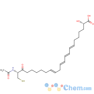 CAS No:80115-95-3 7,9,11,14-Eicosatetraenoicacid, 6-[[(2R)-2-(acetylamino)-2-carboxyethyl]thio]-5-hydroxy-,(5S,6R,7E,9E,11Z,14Z)- (9CI)