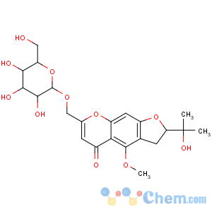 CAS No:80681-45-4 (2S)-2-(2-hydroxypropan-2-yl)-4-methoxy-7-[[(2R,3R,4S,5S,6R)-3,4,<br />5-trihydroxy-6-(hydroxymethyl)oxan-2-yl]oxymethyl]-2,3-dihydrofuro[3,<br />2-g]chromen-5-one