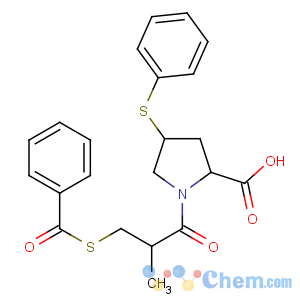 CAS No:81872-10-8 (2S,<br />4S)-1-[(2S)-3-benzoylsulfanyl-2-methylpropanoyl]-4-<br />phenylsulfanylpyrrolidine-2-carboxylic acid