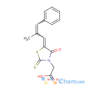 CAS No:82159-09-9 2-[(5Z)-5-[(E)-2-methyl-3-phenylprop-2-enylidene]-4-oxo-2-sulfanylidene-<br />1,3-thiazolidin-3-yl]acetic acid
