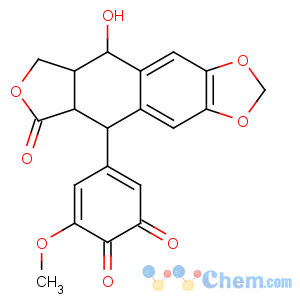 CAS No:82536-55-8 3,5-Cyclohexadiene-1,2-dione, 5-((5R,5aR,8aR,9R)-5,5a,6,8,8a,9-hexahydro-9-hydroxy-6-oxofuro(3,4:6,7)naphtho(2,3-d)-1,3-dioxol-5-yl)-3-methoxy-