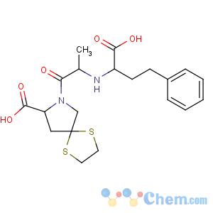 CAS No:83602-05-5 (8S)-7-[(2S)-2-[[(1S)-1-carboxy-3-phenylpropyl]amino]propanoyl]-1,<br />4-dithia-7-azaspiro[4.4]nonane-8-carboxylic acid