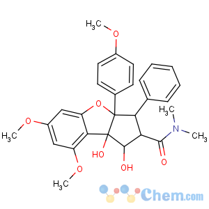CAS No:84573-16-0 1H-Cyclopenta(b)benzofuran-2-carboxamide, 2,3,3a,8b-tetrahydro-1,8b-dihydroxy-6,8-dimethoxy-3a-(4-methoxyphenyl)-N,N-dimethyl-3-phenyl-, (1R,2R,3S,3aR,8bS)-