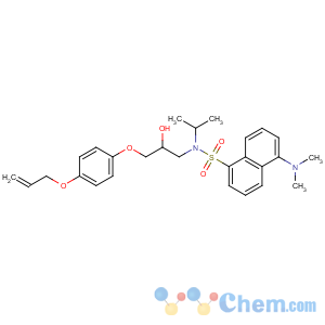 CAS No:85187-55-9 1-Naphthalenesulfonamide,5-(dimethylamino)-N-[2-hydroxy-3-[4-(2-propenyloxy)phenoxy]propyl]-N-(1-methylethyl)-,(S)- (9CI)