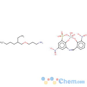 CAS No:85455-32-9 Hydrogen hydroxy[2-hydroxy-3-[(2-hydroxy-3-nitrobenzylidene)amino]-5-nitrobenzenesulfonato(3-)]chromate(1-) 3-((2-ethylhexyl)oxy)-1-propanamine