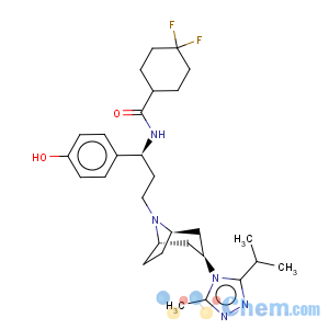 CAS No:856708-54-8 Cyclohexanecarboxamide,4,4-difluoro-N-[1-(4-hydroxyphenyl)-3-[3-[3-methyl-5-(1-methylethyl)-4H-1,2,4-triazol-4-yl]-8-azabicyclo[3.2.1]oct-8-yl]propyl]-,stereoisomer