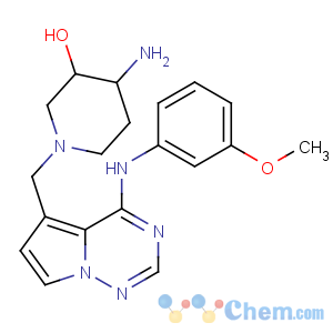 CAS No:859853-30-8 (3R,4R)-4-amino-1-[[4-(3-methoxyanilino)pyrrolo[2,1-f][1,2,<br />4]triazin-5-yl]methyl]piperidin-3-ol