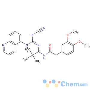 CAS No:861393-28-4 N-[1-[(E)-[(cyanoamino)-(quinolin-5-ylamino)methylidene]amino]-2,<br />2-dimethylpropyl]-2-(3,4-dimethoxyphenyl)acetamide
