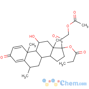 CAS No:86401-95-8 [(6S,8S,9S,10R,11S,13S,14S,17R)-17-(2-acetyloxyacetyl)-11-hydroxy-6,10,<br />13-trimethyl-3-oxo-7,8,9,11,12,14,15,<br />16-octahydro-6H-cyclopenta[a]phenanthren-17-yl] propanoate