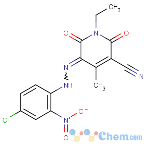 CAS No:86836-02-4 (5E)-5-[(4-chloro-2-nitrophenyl)hydrazinylidene]-1-ethyl-4-methyl-2,<br />6-dioxopyridine-3-carbonitrile