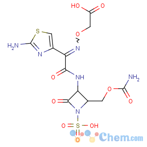 CAS No:87638-04-8 2-[(Z)-[1-(2-amino-1,3-thiazol-4-yl)-2-[[(2S,<br />3S)-2-(carbamoyloxymethyl)-4-oxo-1-sulfoazetidin-3-yl]amino]-2-<br />oxoethylidene]amino]oxyacetic acid