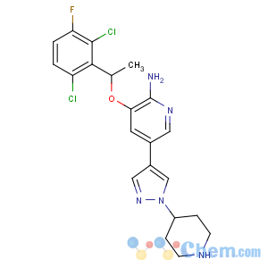 CAS No:877399-52-5 3-[(1R)-1-(2,<br />6-dichloro-3-fluorophenyl)ethoxy]-5-(1-piperidin-4-ylpyrazol-4-yl)<br />pyridin-2-amine
