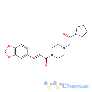 CAS No:88053-05-8 (E)-3-(1,<br />3-benzodioxol-5-yl)-1-[4-(2-oxo-2-pyrrolidin-1-ylethyl)piperazin-1-yl]<br />prop-2-en-1-one