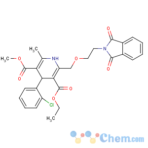 CAS No:88150-62-3 3-O-ethyl 5-O-methyl<br />4-(2-chlorophenyl)-2-[2-(1,<br />3-dioxoisoindol-2-yl)ethoxymethyl]-6-methyl-1,4-dihydropyridine-3,<br />5-dicarboxylate