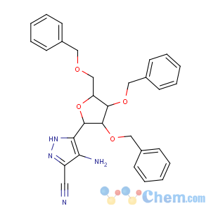 CAS No:88287-77-8 1H-Pyrazole-3-carbonitrile,4-amino-5-[2,3,5-tris-O-(phenylmethyl)-b-D-ribofuranosyl]-