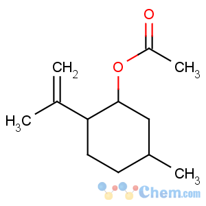CAS No:89-49-6 (5-methyl-2-prop-1-en-2-ylcyclohexyl) acetate