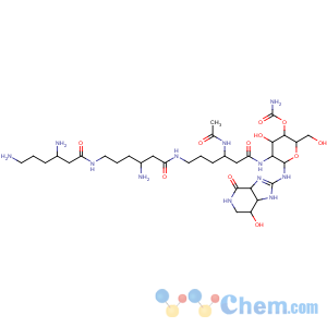 CAS No:89020-28-0 4H-Imidazo[4,5-c]pyridin-4-one,2-[[2-[[(3S)-3-(acetylamino)-6-[[(3S)-3-amino-6-[[(3S)-3,6-diamino-1-oxohexyl]amino]-1-oxohexyl]amino]-1-oxohexyl]amino]-4-O-(aminocarbonyl)-2-deoxy-b-D-gulopyranosyl]amino]-1,3a,5,6,7,7a-hexahydro-7-hydroxy-,(3aS,7R,7aS)- (9CI)