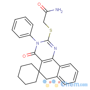 CAS No:912452-31-4 2-(4-oxo-3-phenylspiro[6H-benzo[h]quinazoline-5,<br />1'-cyclohexane]-2-yl)sulfanylacetamide