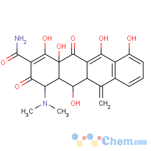 CAS No:914-00-1 (4S,4aR,5S,5aR,12aR)-4-(dimethylamino)-1,5,10,11,<br />12a-pentahydroxy-6-methylidene-3,12-dioxo-4,4a,5,<br />5a-tetrahydrotetracene-2-carboxamide