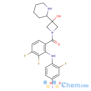 CAS No:934660-93-2 [3,<br />4-difluoro-2-(2-fluoro-4-iodoanilino)phenyl]-[3-hydroxy-3-[(2S)-<br />piperidin-2-yl]azetidin-1-yl]methanone
