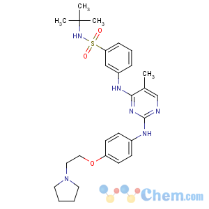 CAS No:936091-26-8 N-tert-butyl-3-[[5-methyl-2-[4-(2-pyrrolidin-1-ylethoxy)anilino]<br />pyrimidin-4-yl]amino]benzenesulfonamide