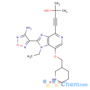 CAS No:937174-76-0 4-[2-(4-amino-1,2,<br />5-oxadiazol-3-yl)-1-ethyl-7-[[(3S)-piperidin-3-yl]methoxy]imidazo[4,<br />5-c]pyridin-4-yl]-2-methylbut-3-yn-2-ol