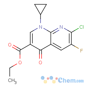 CAS No:96568-07-9 ethyl<br />7-chloro-1-cyclopropyl-6-fluoro-4-oxo-1,8-naphthyridine-3-carboxylate