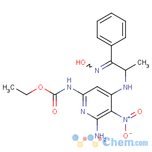 CAS No:97187-28-5 ethyl<br />N-[6-amino-4-[[(1E)-1-hydroxyimino-1-phenylpropan-2-yl]amino]-5-<br />nitropyridin-2-yl]carbamate