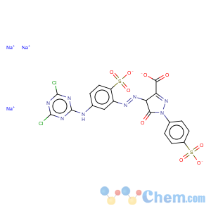CAS No:97404-00-7 1H-Pyrazole-3-carboxylicacid,4-[2-[5-[(4,6-dichloro-1,3,5-triazin-2-yl)amino]-2-sulfophenyl]diazenyl]-4,5-dihydro-5-oxo-1-(4-sulfophenyl)-,potassium salt (1:3)