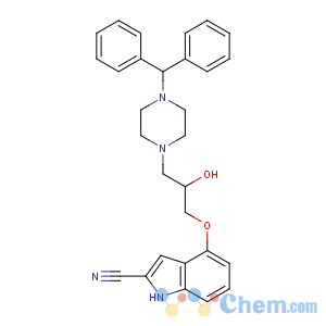 CAS No:97730-95-5 4-[3-(4-benzhydrylpiperazin-1-yl)-2-hydroxypropoxy]-1H-indole-2-<br />carbonitrile
