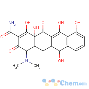 CAS No:987-02-0 (4S,4aS,5aS,6S,12aR)-4-(dimethylamino)-1,6,10,11,12a-pentahydroxy-3,<br />12-dioxo-4a,5,5a,6-tetrahydro-4H-tetracene-2-carboxamide