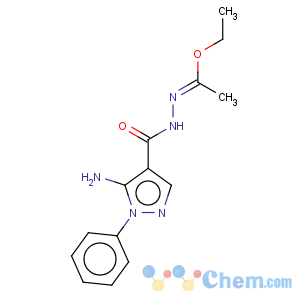 CAS No:99347-10-1 1H-Pyrazole-4-carboxylicacid, 5-amino-1-phenyl-, 2-(1-ethoxyethylidene)hydrazide